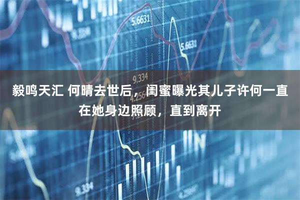 毅鸣天汇 何晴去世后，闺蜜曝光其儿子许何一直在她身边照顾，直到离开