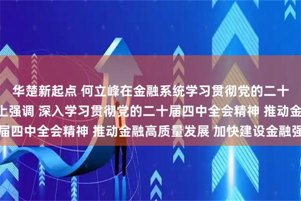 华楚新起点 何立峰在金融系统学习贯彻党的二十届四中全会精神会议上强调 深入学习贯彻党的二十届四中全会精神 推动金融高质量发展 加快建设金融强国